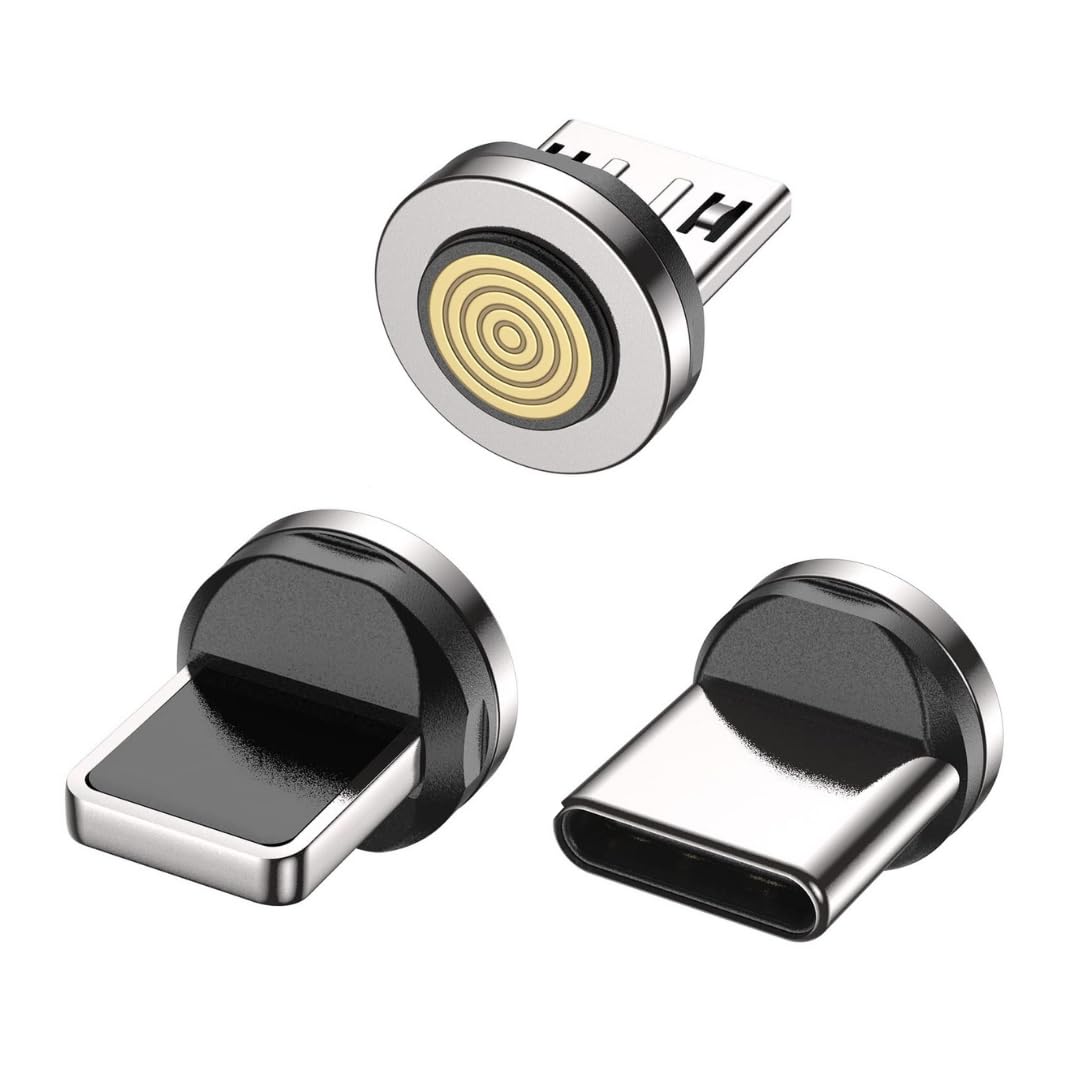 JMF Tech PD 60W Fast Charging USB-C to TypC 360° & 180° Rotation Magnetic Data Cable, 3-in-1 Data Sync Phone Charger Cable for S22/Laptop/iPad (3-Pack Connectors)