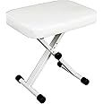 Miwayer Advanced Keyboard Bench, 4 Levels Height Adjustable Piano Stool, X-Style Piano Bench, Sponge Padded Piano Chair (Padded White)