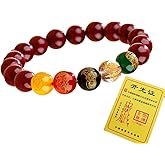 Money Feng Shui Bracelet Five Gods Wealth Blessing Bracelet with Zhu Sha Beads | Traditional Chinese Auspicious Jewelry Good lucky Fortune for Woman