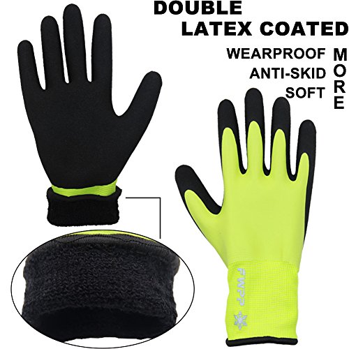 FWPP High Visibility Full Thermal Lining Winter Work Gloves Skid Resistance Comfortable Soft Keep Warm Cold Weather Safety Gloves, Pack of 1Pair Large