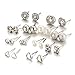 Auch 12 Pairs Dainty Crystal Pearl Stud Earrings in One Set,Silver