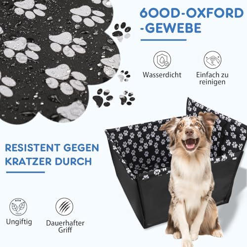 68x57x33 cm Wimypet Hunde Autositz wasserdichte, Haustier Autoschondecke mit Hund Sicherheitsgurt, Hundekorb für Rückbank Vordersitz Hund Sitzbezug Hundedecke Hunde Autoschondecke