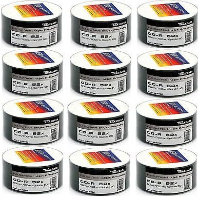 Ritek Traxdata Blank CD-R 52X White Inkjet Printable Media - 600 Disc Pack