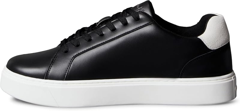 Herren Cupsole Sneaker Classic Laceup aus Leder, Schwarz (Black/Bright White), 42