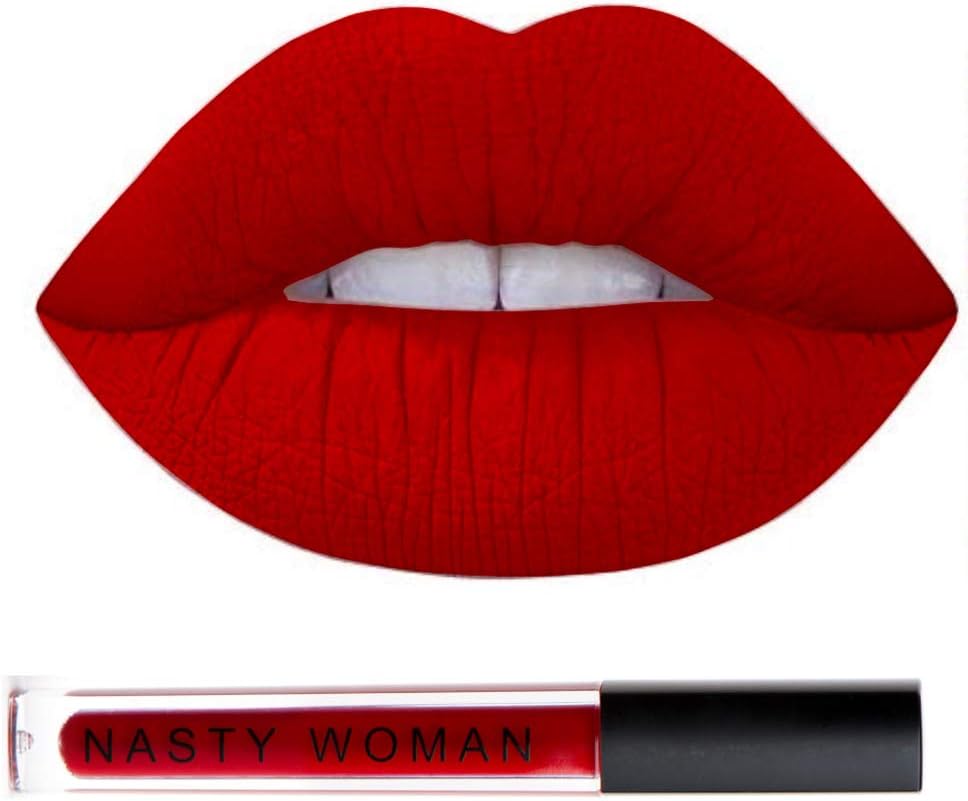 Matte Lipstick Nasty Woman Cosmetics Long Lasting Matte Liquid Lipstick Waterproof (CRUSH IT CRIMSON)