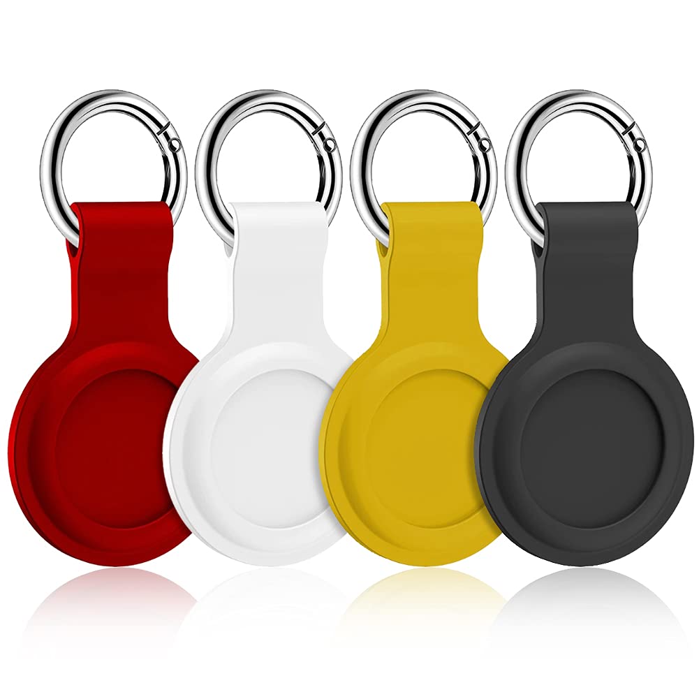 4 Pack Case for AirTags with Key Ring,Kucheed Anti-Scratch Soft Silicone Protective Bumper Case Tracker Holder for AirTag,Portable Phone Finder Skin Cover Compatible with AirTag for Keys Pet Backpacks