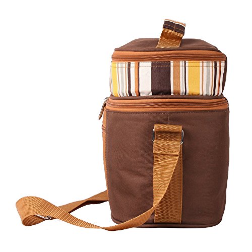 FORBEST Picnic Baskets Tote for 2 Person with Insulation Layer Suitable for Picnic,Outdoor Activities(Coffee)