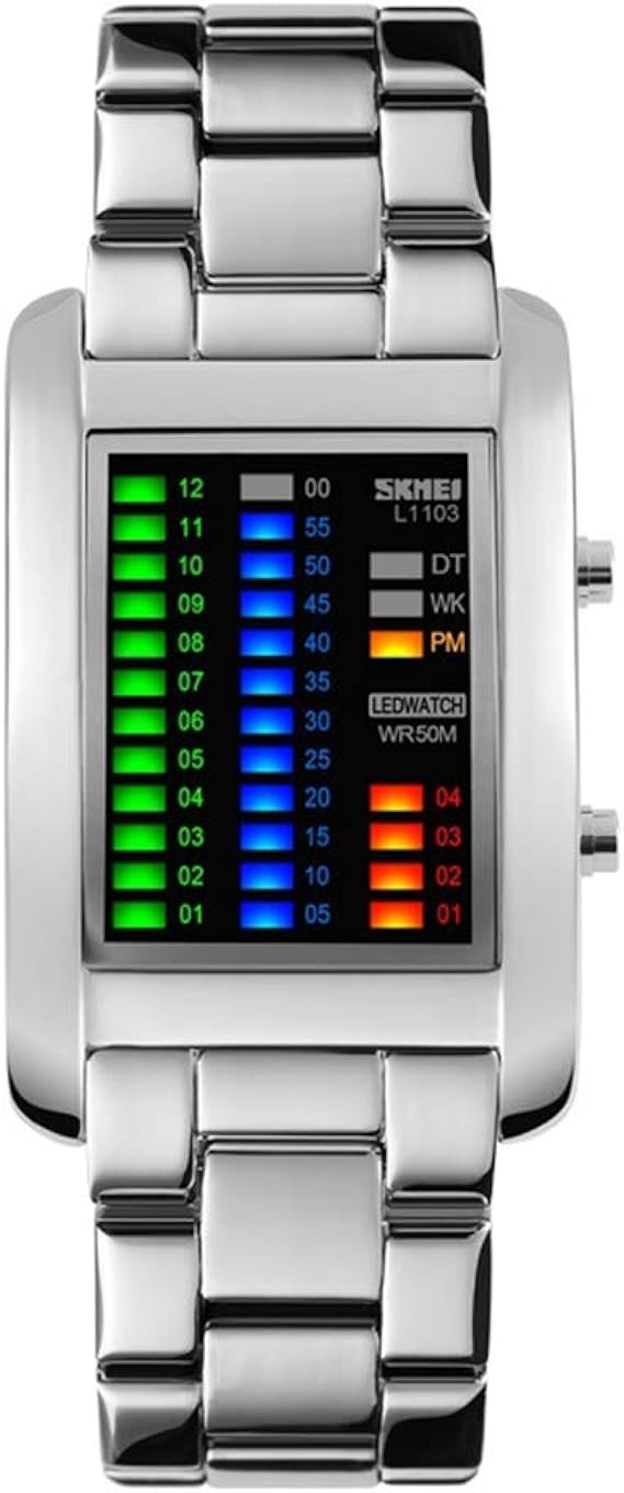 Orologio Unisex Sportivo Digitale Analogico, Multicolore LED, 50M Impermeabile, Nero - 3