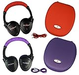 Two Wireless 2 Channel Fold Flat Infrared Rear Entertainment System DVD Player IR Headphones for in Car Listening with Case and 3.5mm Auxiliary Cord