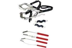 EQUINEZ TOOLS McPherson Equine Dental Speculum Kit – Stainless Steel Horse Mouth Gag with Leather Straps with 4-Pieces Dental Float Set with Blade,Veterinary Equine Dentistry Tools