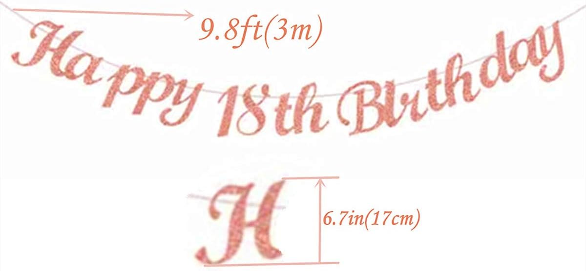 bng-bng 18th Birthday Banner Rose Gold Girls Happy 18th Birthday Bunting Banner Decorations 18 Banner For Girls Age 18 Party Decorations Photo Prop - Image 4