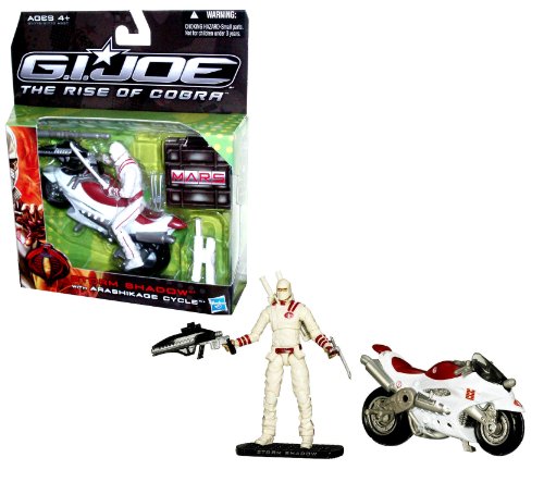 Hasbro Year 2009 G.I. JOE Movie Series "The Rise of Cobra" Exclusive 4 Inch Tall Action Figure with Vehicle Set - STORM SHADOW with ARASHIKAGE CYCLE that Fires Missile Plus Assault Rifle with Grenade Launcher, Nanomite Warhead, Iron Claw, Katana Sword wit