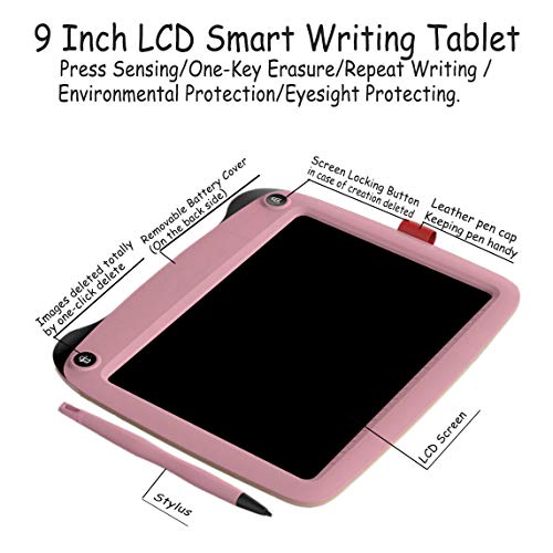 VNVDFLM Writing Tablet for Birthday Gift,Kids Toy 9 Inch LCD Writing Tablet Electronic Writings Pads Drawing Board Gifts for Kids Erase Button Lock Included(Pink2) - Thumbnail 2