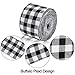 2 Rolls Buffalo Plaid Burlap Wired Ribbon Weave Ribbon with Wired Edge for Christmas Crafts Floral Bows Craft Decoration, 2.4 Inches by 315 Inches(Black and White)