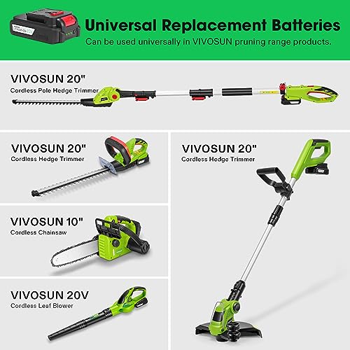 VIVOSUN 20" Cordless Hedge Trimmer, 20V Electric Bush Trimmer, 1400 RPM