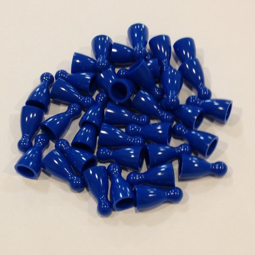 Plastic Pawns: Set of 36 Blue Color Board Game Playing Pieces (Chess & Sorry Replacement Halma Pawn Markers, Colored School Classroom Supplies, Arts & Crafts Projects, Teaching & Education Toy Resource Components, Extra Instructional Play Material)