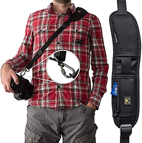 Adjustable Camera Neck Strap with Quick Release Plate, Comfortable Long Sling Shoulder Belt for All DSLR Camera Nikon Canon Universal - Black