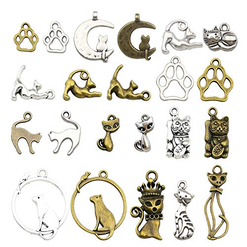 Youdiyla 64pcs Cat Charms Collection, Mix Pet Animal Metal Pendant Supplies Findings for Jewelry Making (HM180) - Thumbnail 5
