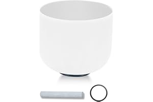 432HZ 8 Inch G Note Frosted Crystal Singing Bowl Set THROAT CHAKRA White Quartz Crystal Sound Bowls for Meditation Healing Yo