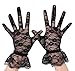 METERO Peiloh AbbyLexi Women's Vintage Sheer Floral Lace Gloves with Wrist Ruffle, Black