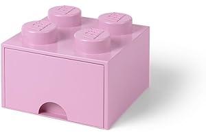 ROOM COPENHAGEN LEGO Brick Drawer, 4 Knobs, 1 Drawer, Stackable Storage Box, Light Pink