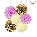 18pcs Gold Pink and White Tissue Pom Poms Kit Paper Flower Balls Ceiling Hanging Decorations Wedding Favors Baby Shower Party Decorations