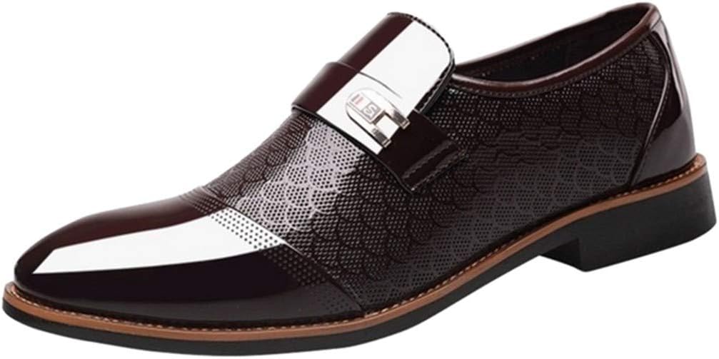Corriee Mens Leather Oxford Shoes Male Pointed Toe Suit Shoes Flats Men's Business Shoes Dress Shoes for Wedding