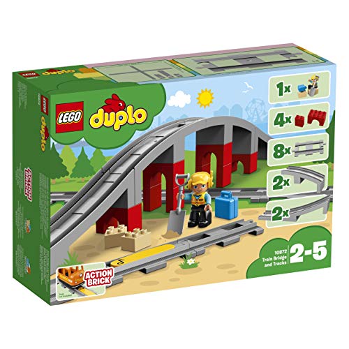 Lego Duplo 2er Set: 10872 Eisenbahnbrücke und Schienen + 10882 Eisenbahn Schienen – Bild 3