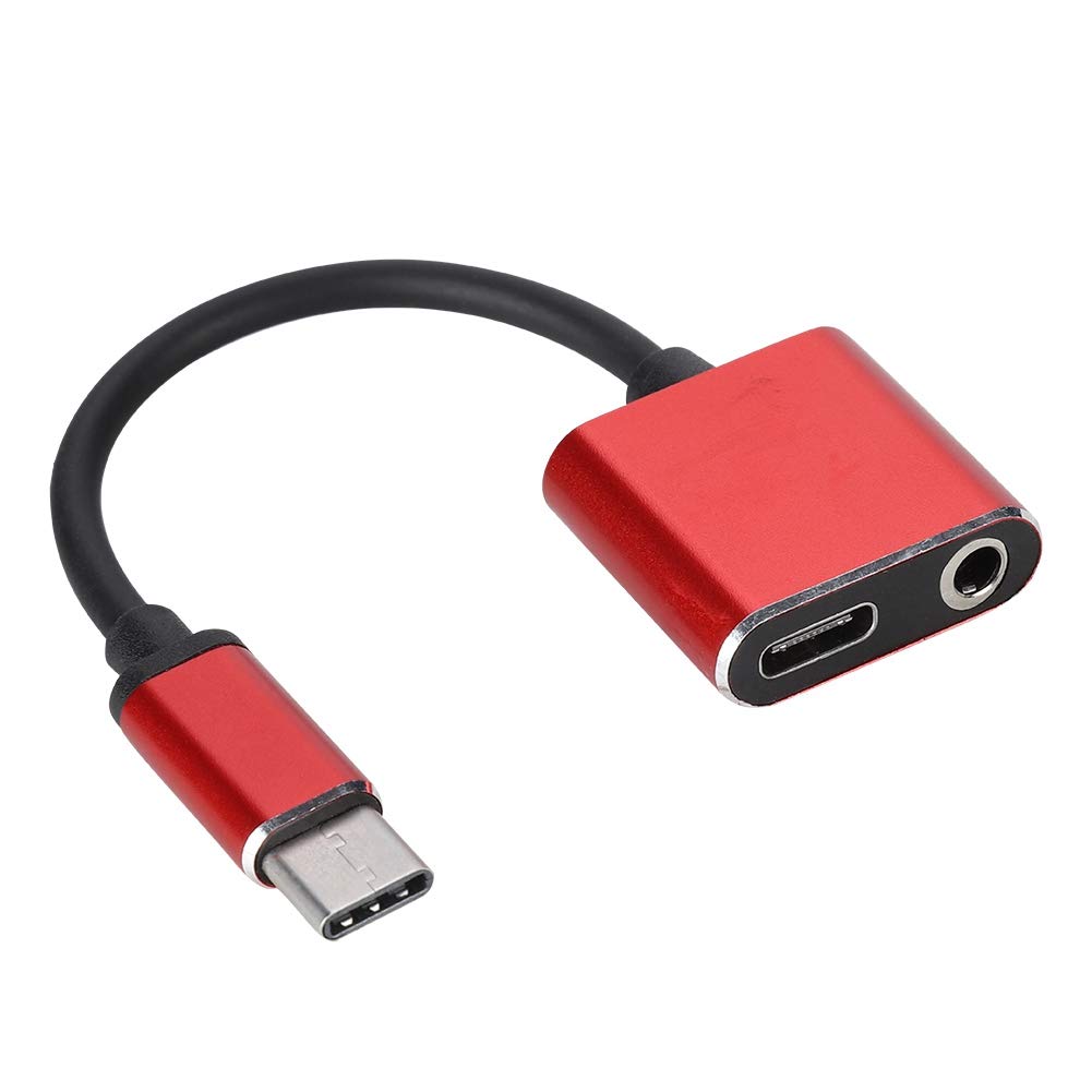 Bewinner 2 in 1 3.5mm Type C Audio Adapter Converter Audio Headphone Audio Converter for S8, Multiple Functions - Headphone, MIC, Headset Jack Cable(red)