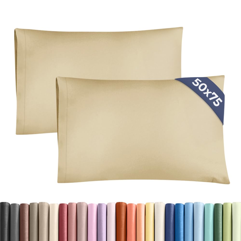 Pillowcases 2 Pack Standard Size 50x75 cm Beige, Brushed Microfiber with Envelope Closure, Extra Soft Breathable Cooling Pillow Cases, Wrinkle Free Machine Washable Pillow Covers, OEKO-TEX Certified