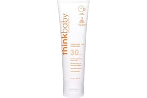 Thinkbaby Mineral Sunscreen, SPF 30 Clear Zinc Oxide Baby Sunscreen, 3 Fl Oz, Natural, Water Resistant, Reef Safe, Broad Spectrum UVA/UVB Sun Screen for Sun Protection, Travel Size
