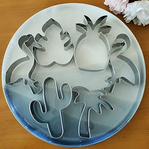 Hawaiian Cookie Cutter Set6 PieceCactus, Pineapple, Flamingo, Monstera Leaf and Palm Tree