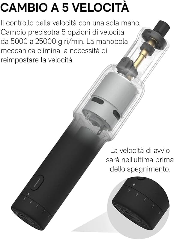 Utensile Multifunzione Rotativo Senza Fili, 5 Velocità 5000-25000 RPM