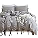 BullStar Natural Duvet Cover Twin Washed Cotton Duvet Cover Set Ultra Soft Breathable Beding Set (Twin, Gray) primary