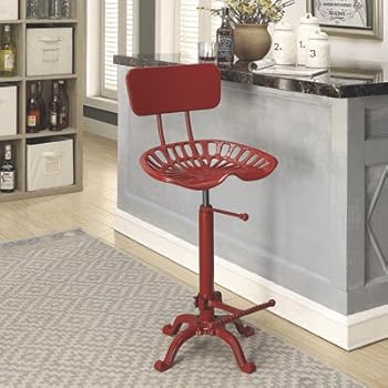 Carolina Forge Farmhouse Tractor Seat Stool With Backrest Farmhouse Blue