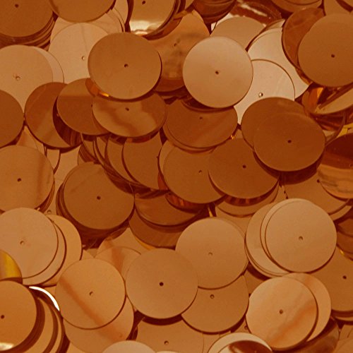 20mm Flat Round Sequin Paillettes Center Hole ~ Orange Shiny Metallic ~ Loose sequins for embroidery, bridal, applique, arts, crafts, and embellishment. Made in USA.