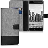 kwmobile Wallet case canvas cover for Nokia 6 - Flip case with card slot and stand in grey black
