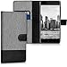 kwmobile Wallet Case for Nokia 6 (2017) - Fabric and PU Leather Flip Cover with Card Slots and Stand - grey black