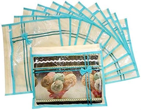 Abiha store Synthetic Single Packing Saree Cover (16 x 14 inch, Green) - Set of 12