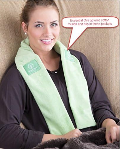 Aroma Wrap Heated or Cooled Herbal Neck Wrap with an Essential Oil Pack, Logo Pocket Choice of Aroma Wrap or Bible Verse (Green)