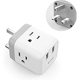 UK Ireland Hong Kong Power Adapter, TROND UK to US Travel Plug Adapter with 2 USB and 3 American Sockets, Type G Outlet Adapt