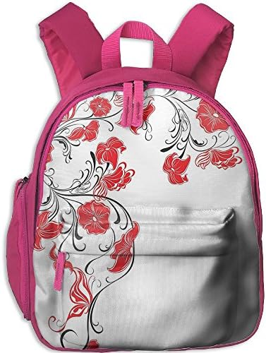 Weiheiwec 9 Japanese Asian Flowers Swirls Ivy And Leaves Butterflies Boys Girls 3D Printed Backpack Pink