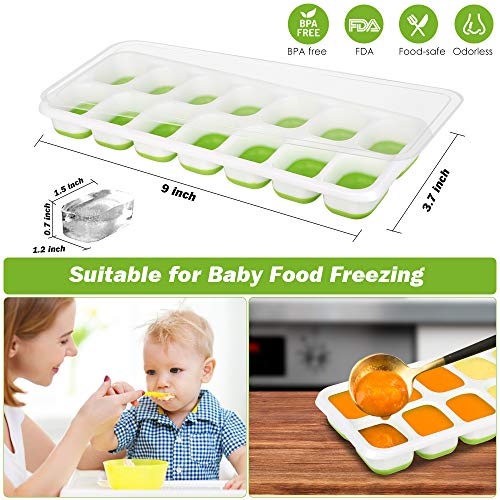 Ice Cube Tray with Lid & Mini Ice Tongs, BPA Free Ice Tray, Patinao Flexible 3 Pack Reusable Silicone Ice Trays for Freezer, Bottle Ice Stick Maker Mold with Covers, Ideal for DIY, Whiskey & Cocktails