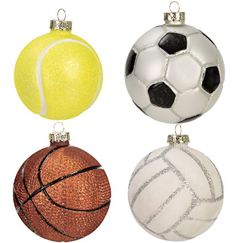 Christmas Basketball Ornament Soccer Ornament Glass Ball Ornament Set