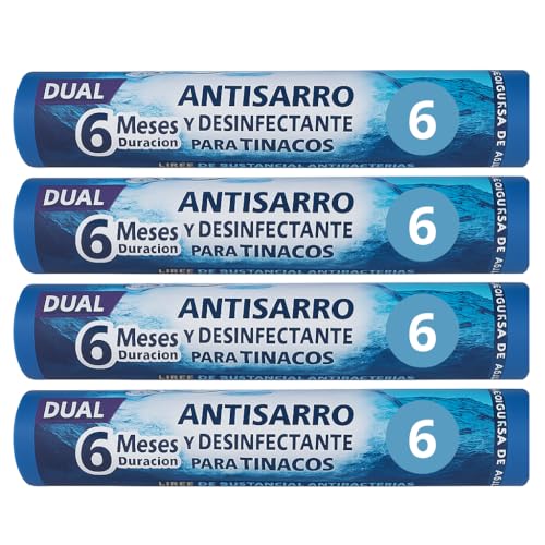 Genérico Sistema Dual Desinfectante y Antisarro para Tinaco | Mejora Calidad del Agua | para Depósitos de 450 a 1100 L | 6 Meses de Protección - 4 Pack