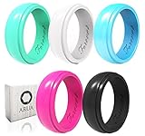 ARUA Women’s Silicone Rings | 5 Glossy Wedding Bands | Gift Box Included | Comfortable Rubber Rings for Active Ladies