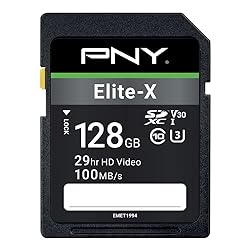 PNY 128GB Elite-X Class 10 U3 V30 SDXC Flash Memory