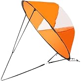 BESPORTBLE 1Pcs Foldable Kayak Sail with Clear Window, Portable PVC Downwind Wind Paddle for Canoe, Kayak, Inflatable Boats, Uv Protection, Easy Setup, 42.51x42.51 Inch (Orange)