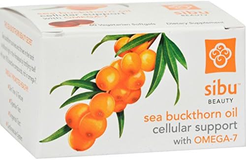 Sibu Sea Buckthorn Oil Cellular Support With Omega 7 - USDA Organic - Gluten Free - 60 Vegetarian Softgels (Pack of 4)