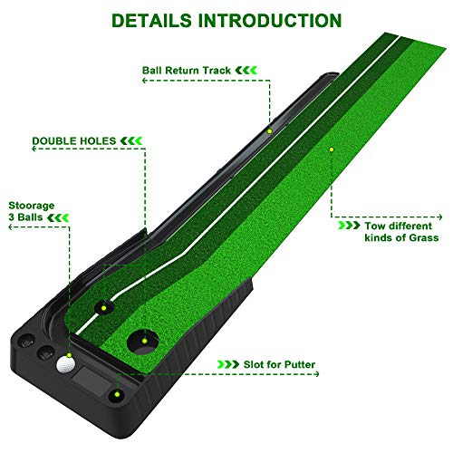 Heqi Indoor Golf Putting Green, Golf Putting Training Portable Mat with